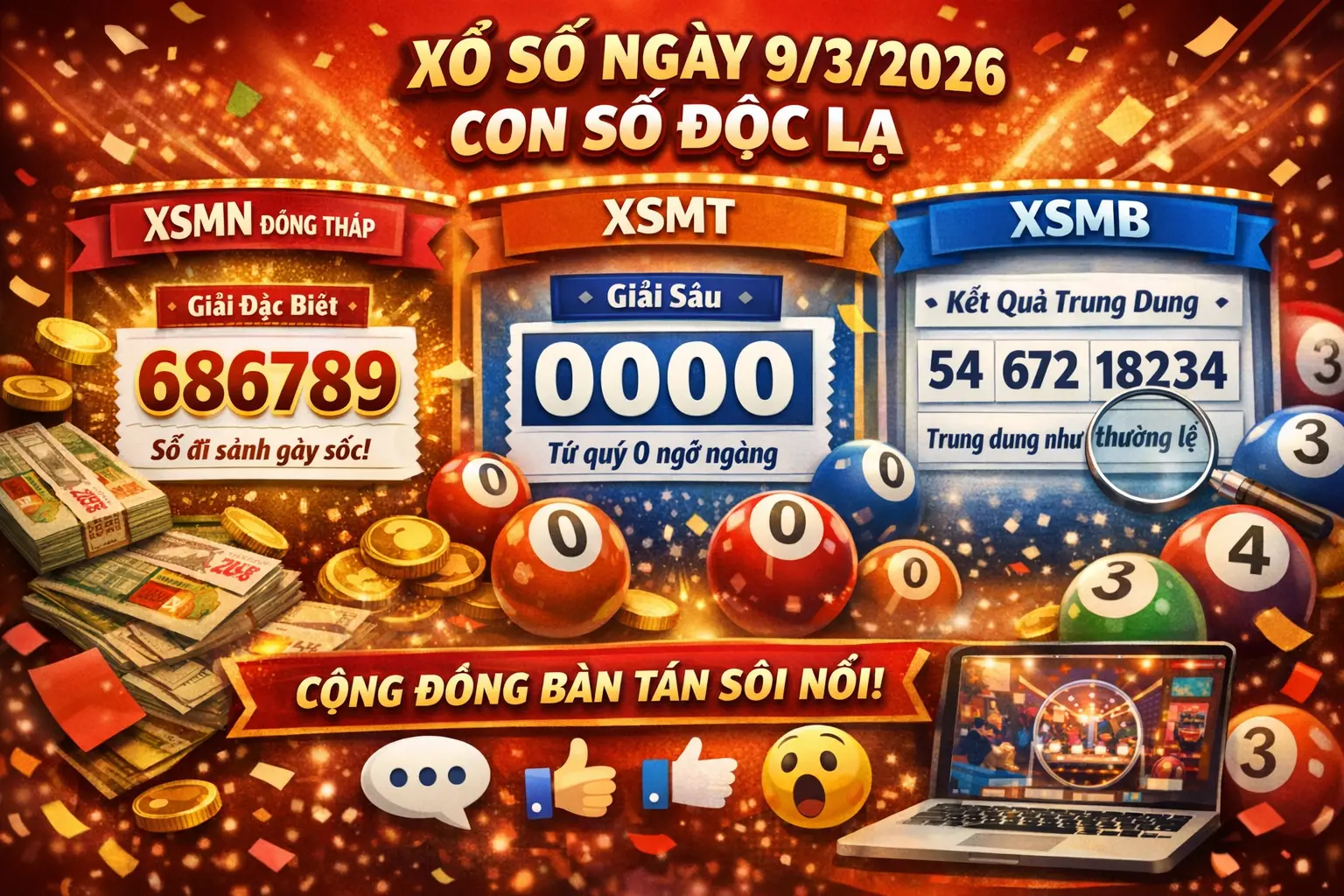 Xổ số ngày 9/3/2026 con số độc lạ – XSMN XSMT XSMB gây chú ý cộng đồng